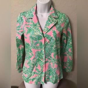 Lilly Pulitzer pajama top Pink Paradise Mandevilla